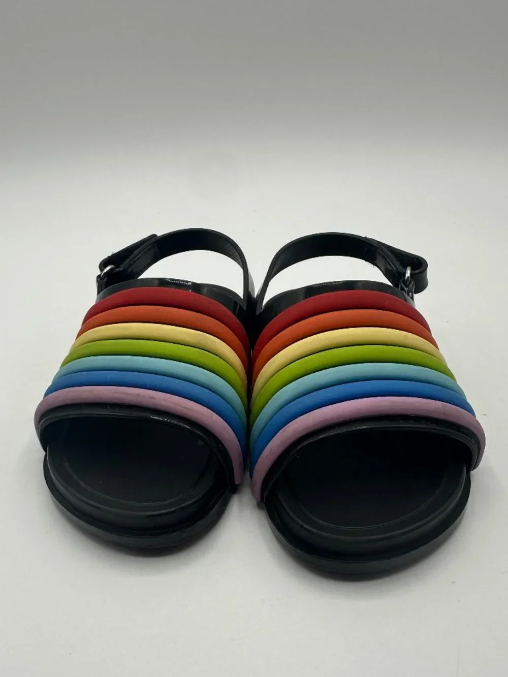 Mini Melissa Beach Slide Sandals Rainbow Black Girls Toddler US 8